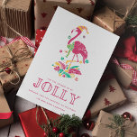 Tropical Flamingo Florida Beach-Helgdag Julkort<br><div class="desc">Kute Florida-julkort med rosa julflamingodesign "Tis the song to be jolly". Anpassad med ditt kort-meddelande och namn. Det här Florida-strandkortet återgår till en solid rosa-design på baksidan.</div>