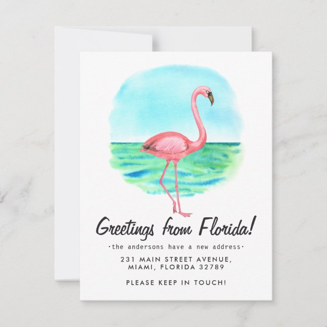Tropical Flamingo Flyttat Ny adress Florida Flytta Meddelande (Framsida)