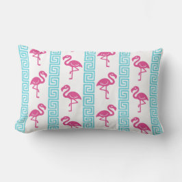 Tropical Flamingo - Greek Key Hot Pink & Turquoise Lumbarkudde