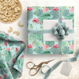 Tropical Flamingo, Handflatan, Pineapple Mönster I Presentpapper