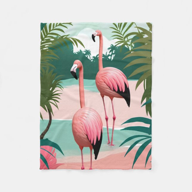 Tropical Flamingo Paradise Fleecefilt (Framsidan)
