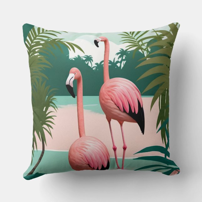 Tropical Flamingo Paradise Kudde (Baksida)