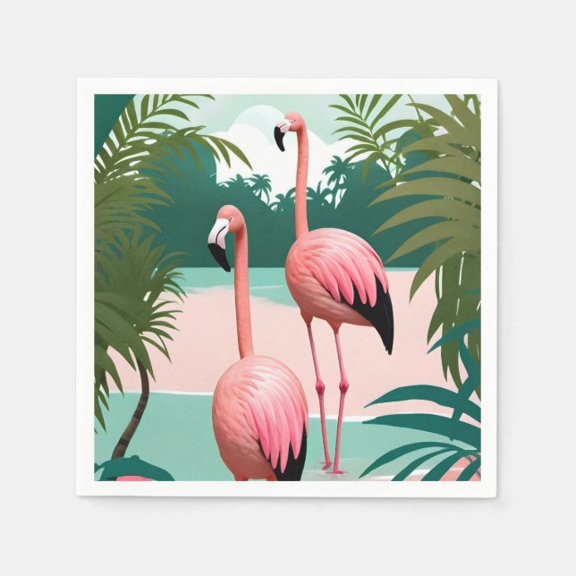 Tropical Flamingo Paradise Pappersservett (Framsidan)