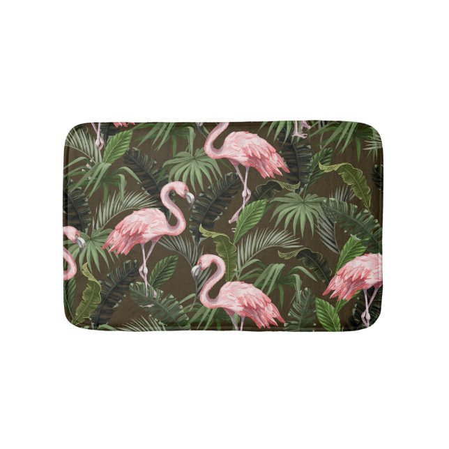 Tropical Flamingo Pattern: Vintage Löv Badrumsmatta (Framsidan)