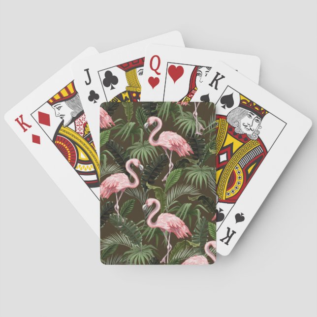 Tropical Flamingo Pattern: Vintage Löv Casinokort (Baksidan)