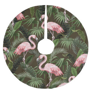 Tropical Flamingo Pattern: Vintage Löv Julgransmatta Borstad Polyester