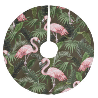 Tropical Flamingo Pattern: Vintage Löv Julgransmatta Borstad Polyester