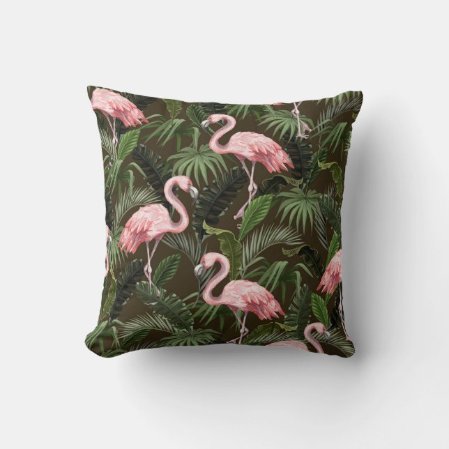 Tropical Flamingo Pattern: Vintage Löv Kudde (Framsida)
