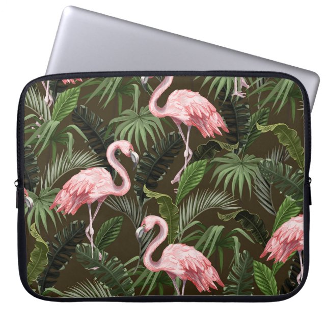 Tropical Flamingo Pattern: Vintage Löv Laptop Fodral (Framsidan)