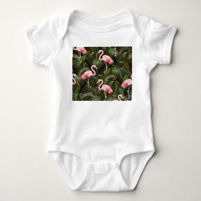 Tropical Flamingo Pattern: Vintage Löv T Shirt (Framsida)