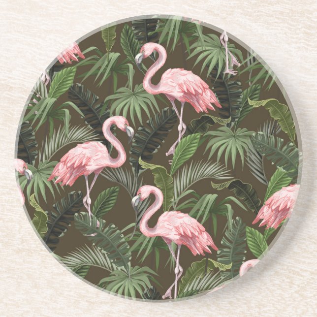Tropical Flamingo Pattern: Vintage Löv Underlägg (Framsidan)