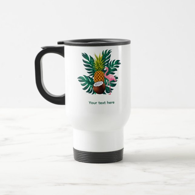 Tropical Flamingo - Personalized Trave Cup Resemugg (Vänster)