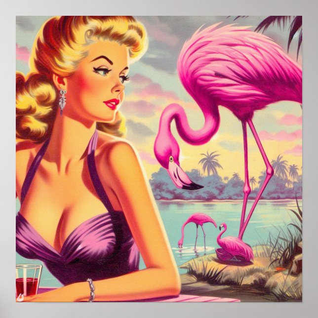 Tropical Flamingo Pin-up Poster (Framsidan)