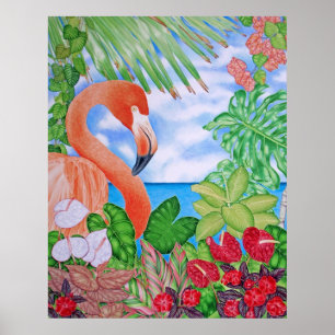 Tropical Flamingo Poster