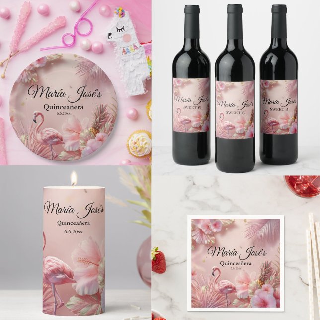 Tropical Flamingo Quinceañera, anpassningsbar Pappersservett (Skapare uppladdad)