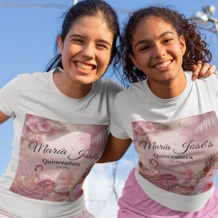 Tropical Flamingo Quinceañera, anpassningsbar T Shirt