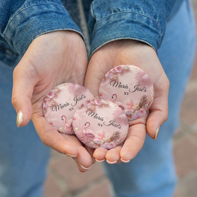 Tropical Flamingo Quinceañera, custom Flasköppnare (Skapare uppladdad)