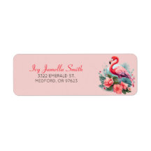 Tropical Flamingo Return Address Label