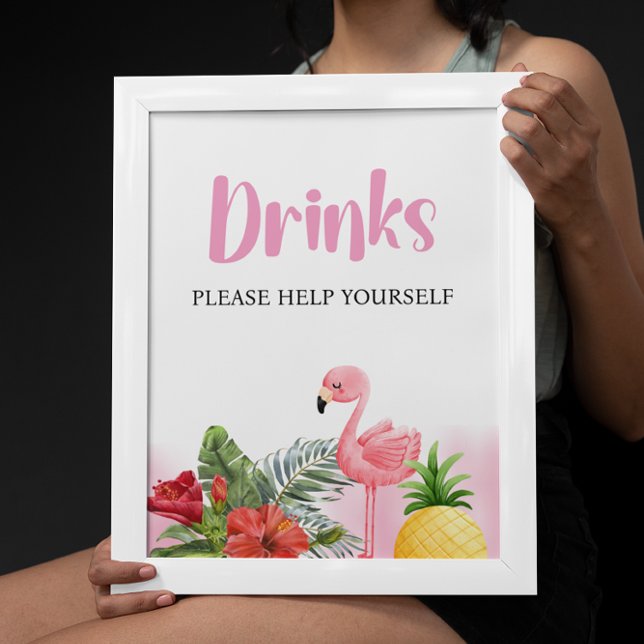 Tropical Flamingo Rosa Drinks Sign Poster (Skapare uppladdad)
