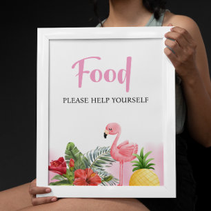 Tropical Flamingo Rosa Food Sign Poster