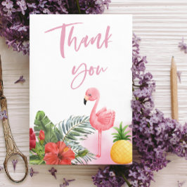 Tropical Flamingo Rosa Girl Baby Shower Tack Kort