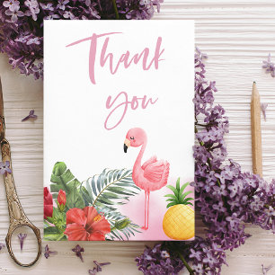 Tropical Flamingo Rosa Girl Baby Shower Tack Kort