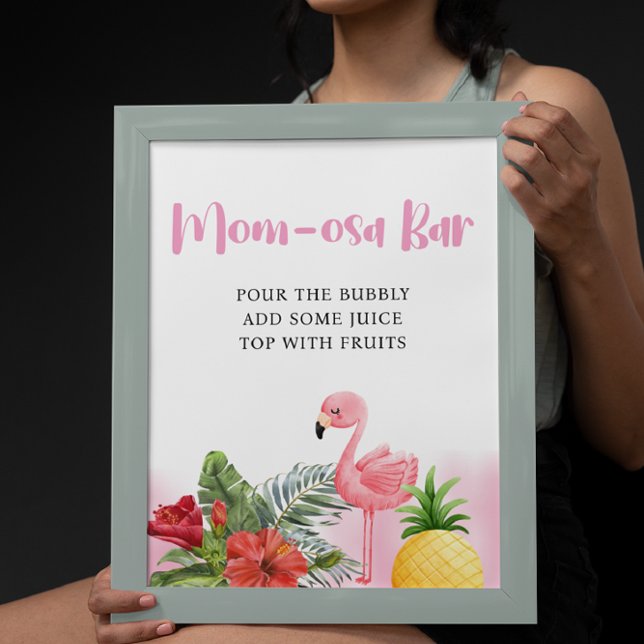 Tropical Flamingo Rosa Mamma-osa Pub Baby Shower Poster (Skapare uppladdad)