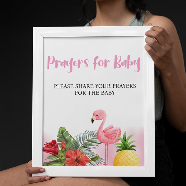 Tropical Flamingo Rosa Prayers for Baby Sign Poster (Skapare uppladdad)