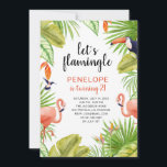 Tropical Flamingo Watercolor 21 Birthday Inbjudningar<br><div class="desc">Modern inbjudan på 21:a födelsedag med titeln "Låt oss flamingle" tillsammans med vattenfärg målad tropisk grey,  flamingos,  en hummingbird och en tukan. Den här roligtens födelsedagsinbjudan är underbar för en sommar firande.</div>