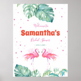 Tropical Flamingo Welcome Party Sign Poster