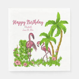 Tropical Flamingos and Flowers Pappersservett
