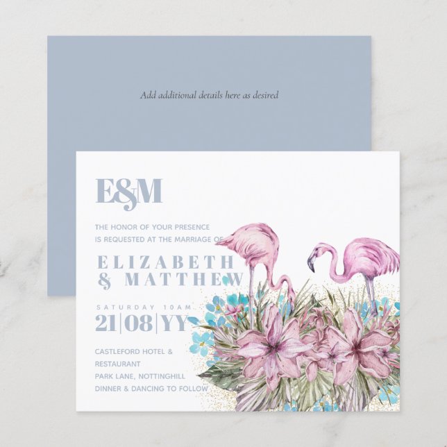 Tropical Flamingos Bröllop (Fram/baksida)