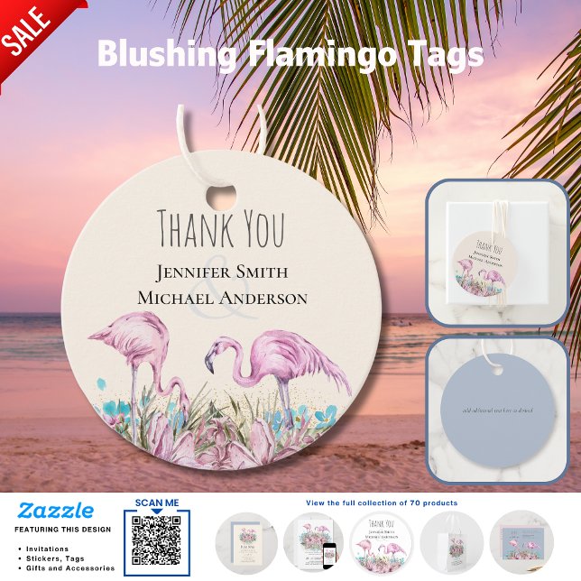 Tropical Flamingos Bröllop Gåvor Etiketter (Skapare uppladdad)