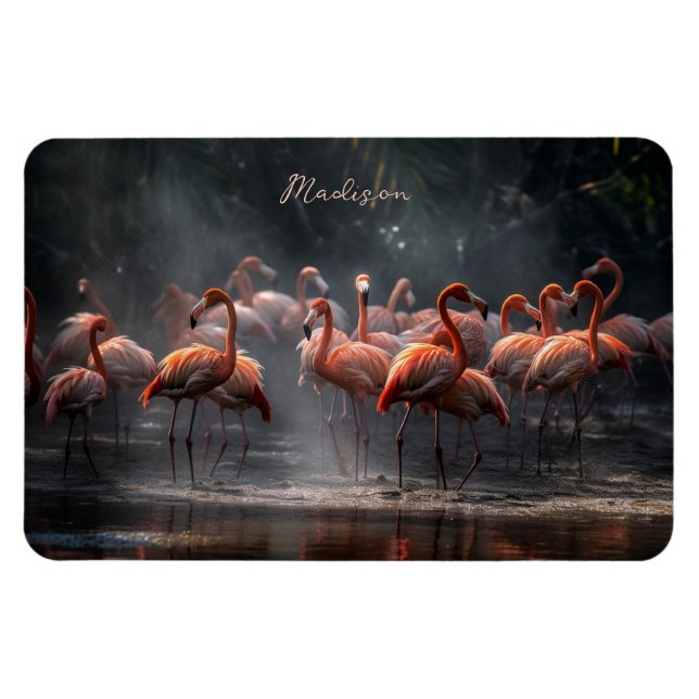 Tropical Flamingos-eget namn Magnet (Horisontell)
