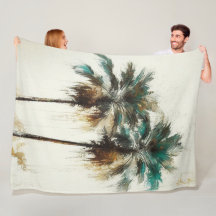 Tropical Fleece Blanket handflatan Träd