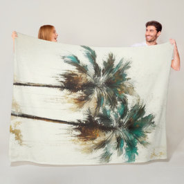 Tropical Fleece Blanket handflatan Träd