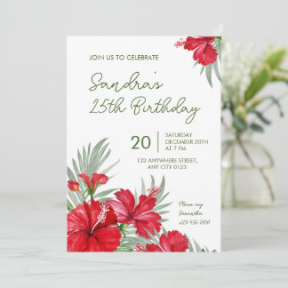 Tropical Floral 25th Birthday Invitation Inbjudningar