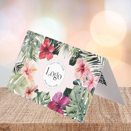 Tropical Floral Botanical Logo QR Code Folded Visitkort