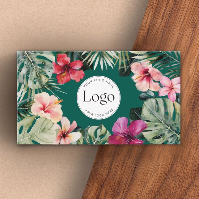 Tropical Floral Botanical Logo QR Code Visitkort (Close up)