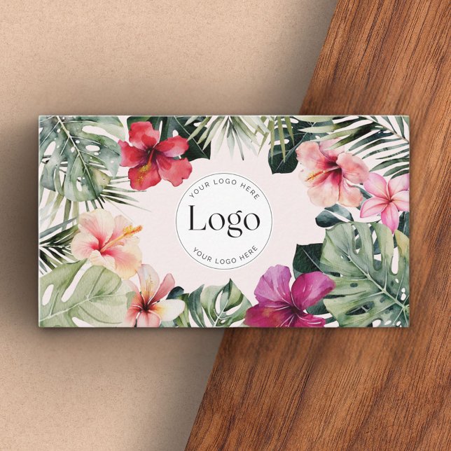 Tropical Floral Botanical Logo QR Code Visitkort (Close up)