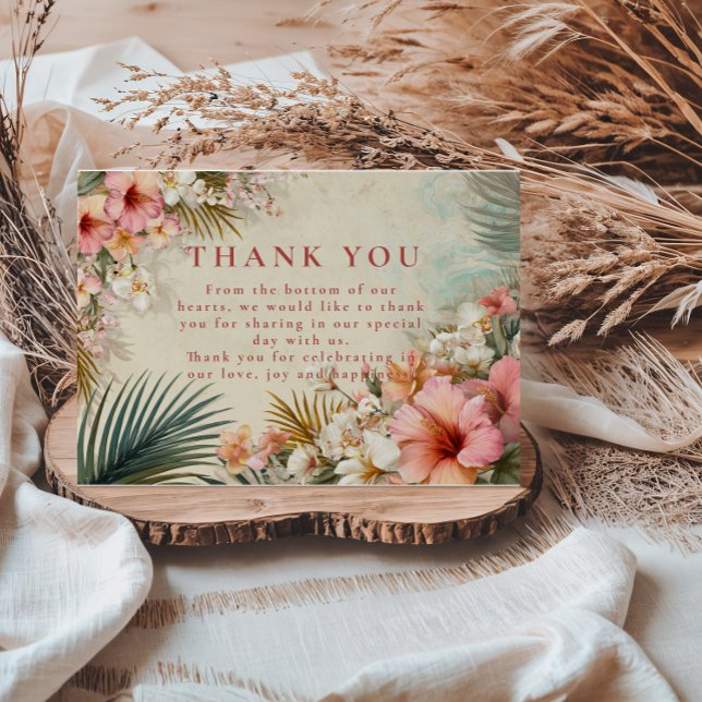 Tropical Floral Destination Wedding Tack Kort (Skapare uppladdad)
