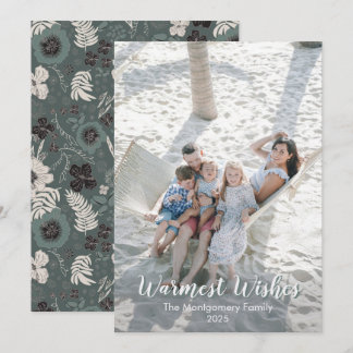 Tropical Floral Green White Warm Wishes Julkort