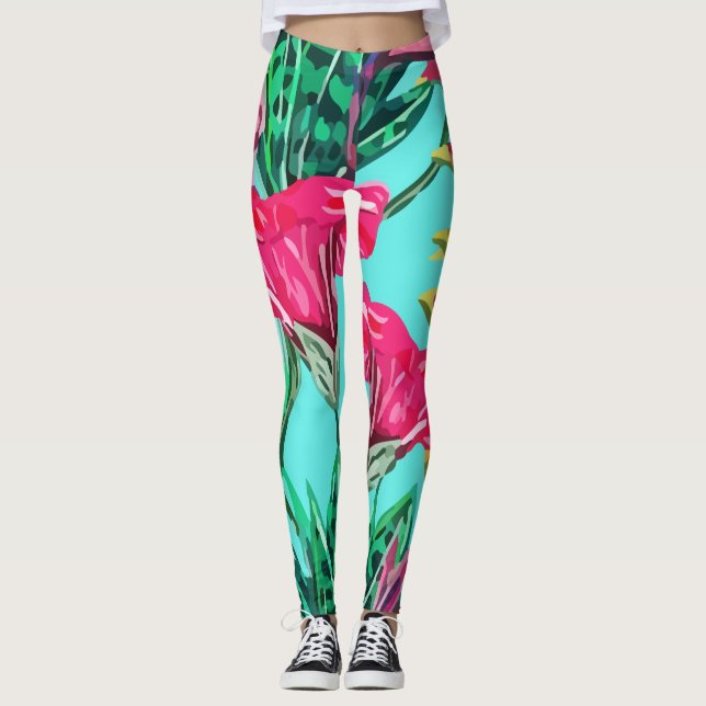 Tropical Floral Island Leggings (Framsida)