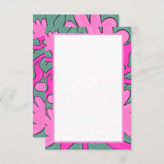 Tropical Floral Motif Flat Thank You Card Tack Kort (Fram/baksida)