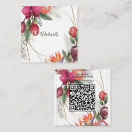 Tropical Floral Paradise Botanical Gold Details Fyrkantigt Visitkort