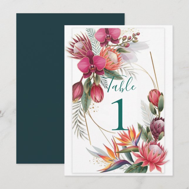 Tropical Floral Paradise Botanical Gold Wedding  Inbjudningar (Fram/baksida)
