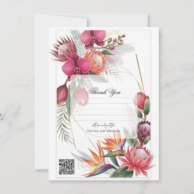 Tropical Floral Paradise Botanical Gold Wedding  Inbjudningar (Framsida)