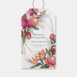 Tropical Floral Paradise Botanical Gold Wedding  Presentetikett