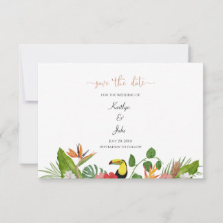 Tropical Floral Save the Date Card Tack Kort