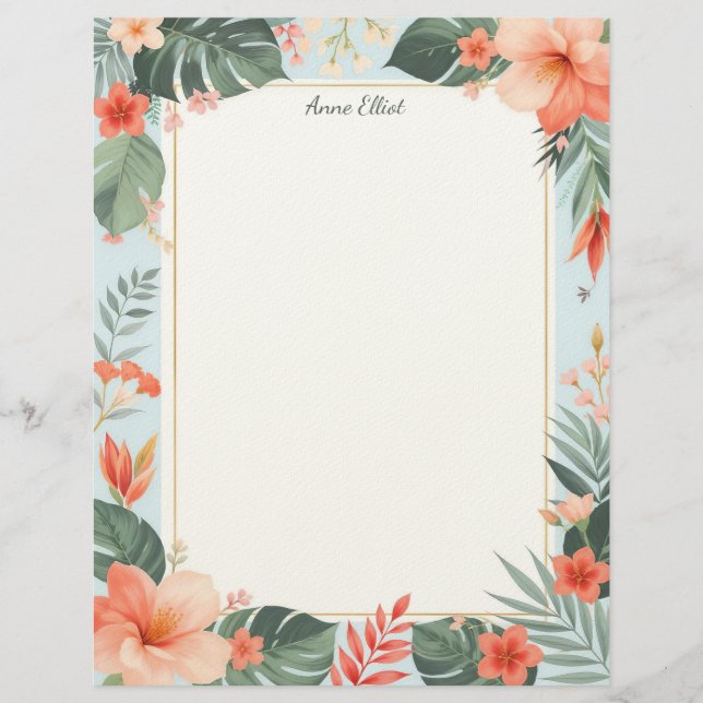 Tropical Floral Stationery Paper Brevhuvud (Framsida)